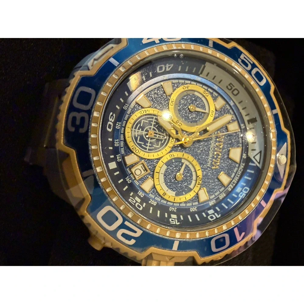 Invicta Pro Diver Chronograph Blue Gold Two‎ Tone Stainless Steel Watch NEW